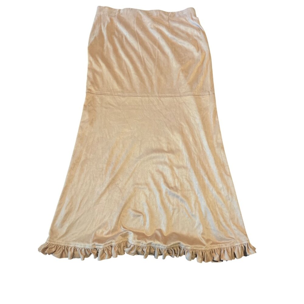 Spiegel Womens Tan Ruffled Midi Skirt M Western Boho‎